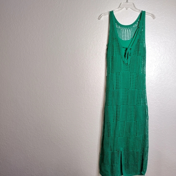 Joie Normandy Open-Knit Cotton Midi Dress Green Sz S - Picture 8 of 10